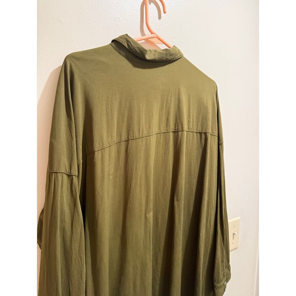 Moss Green Crinkle Style J. Jill Button Down Long-Sleeve Business Casual- Sz L - Picture 8 of 11